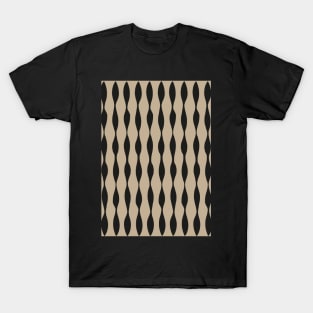 Abstract Monochromatic Pattern in Black and Ivory Brown T-Shirt